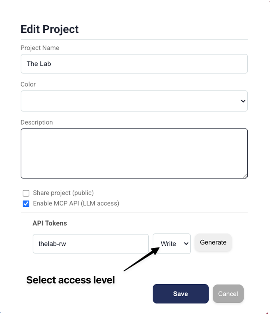 Generating an MCP API token